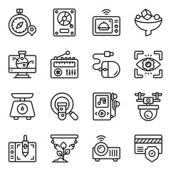 Set of Science and Ai Linear Icons

