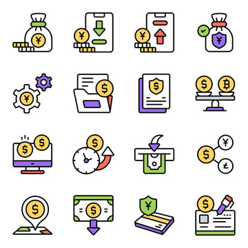 Pack of Banking Flat Icon


