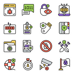 Pack of Cyber Hacker Flat Icon

