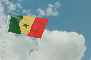 Senegal Flag with Sky Background 3d illustration image
