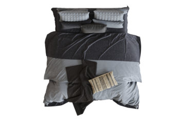 double bed isolated on a transparent background, furniture for the bedroom interior, 3D illustration, cg render