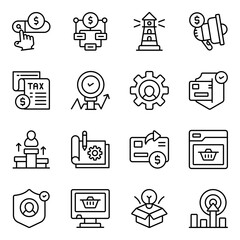 Pack Of Business and Start up linear Icon

