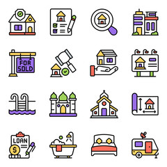 Set of Property Flat Icons

