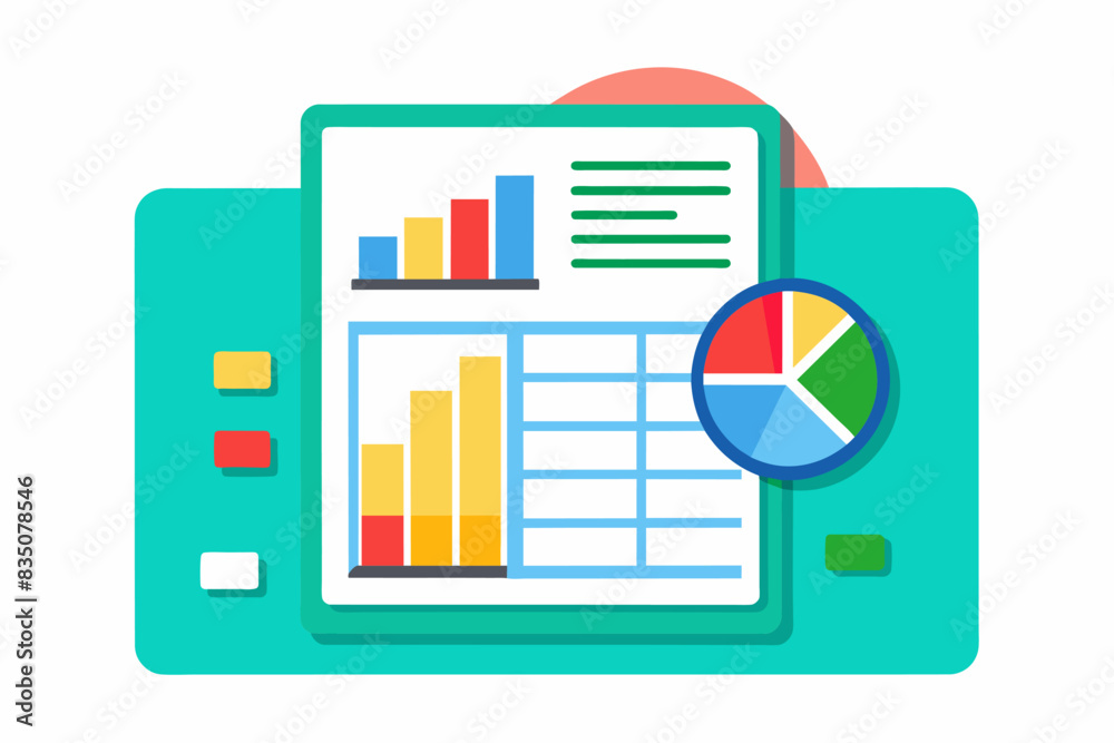 Leinwandbilder a document with a pie chart on it, spreadsheet icon for data analysis