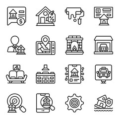 Set of Property and Document Linear Icons

