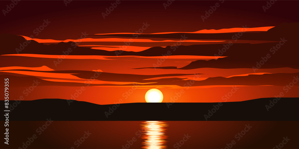 Wall mural evening sky background. the red sunset