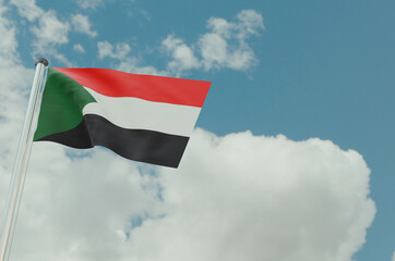 Sudan Flag with Sky Background 3d illustration image
