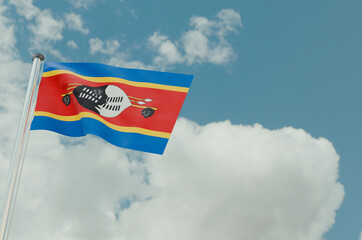 Eswatini Flag with Sky Background 3d illustration image