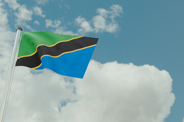 Tanzania Flag with Sky Background 3d illustration image
