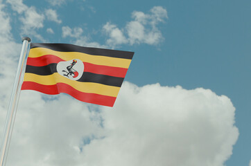 Uganda Flag with Sky Background 3d illustration image
