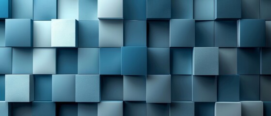 Abstract blue geometric 3D cubes background with light and shadow effects, perfect for modern and minimalist design projects.