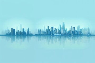 Obraz premium Brightly Illustrated Future City Skyline with Vector Buildings, abstract graphic, banner design, brochure, pattern design, web, background template