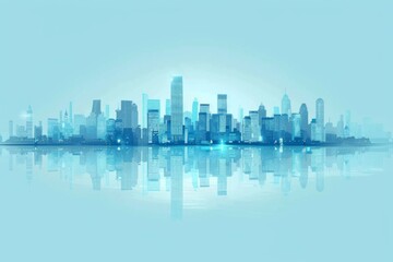 Obraz premium Brightly Illustrated Future City Skyline with Vector Buildings, abstract graphic, banner design, brochure, pattern design, web, background template