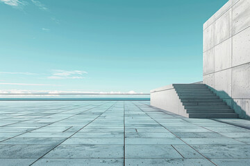 Fototapeta premium Concrete steps and buildings on the square,Empty architectural background. 