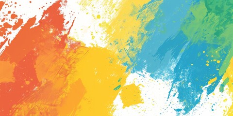 Fototapeta premium Vibrant and colorful abstract paint splashes with shades of red, yellow, blue, and green for creative design backgrounds and artistic projects.