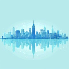 Brightly Illustrated Future City Skyline with Vector Buildings, abstract graphic, banner design, brochure, pattern design, web, background template