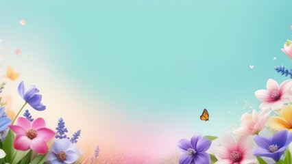 Banner summer flowers with free space in light colors