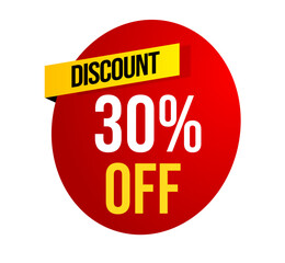 Red sale label, Sale tag, Discount 30% off