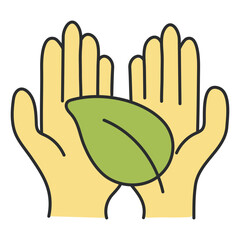 Fototapeta premium Leaf on hands, concept of eco care