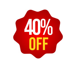 Label badge, Red Sale, label Sale 40% off, Sale Discount label