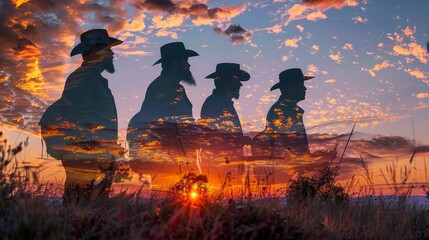 Independence Day historical reenactment, Honoring the past Double exposure silhouette with heritage