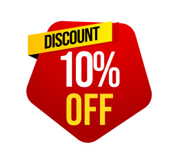 Sale banner, Red sale banner, Sale label 10% off, Discount banner
