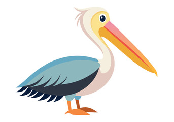 Fototapeta premium A cartoon pelican is standing on a white background