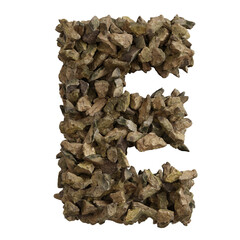 Alphabet made of rock stone, letter E