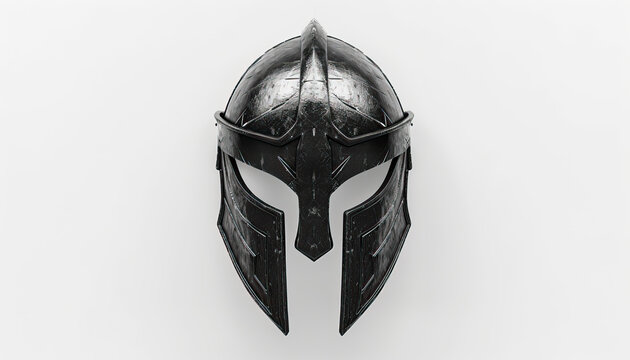 Ostrogoth warrior helmet illustration, modern graphic design, isolated, copy and text space, close-up, macro, white background, black and white. Template, banner, background, wallpaper, backdrop