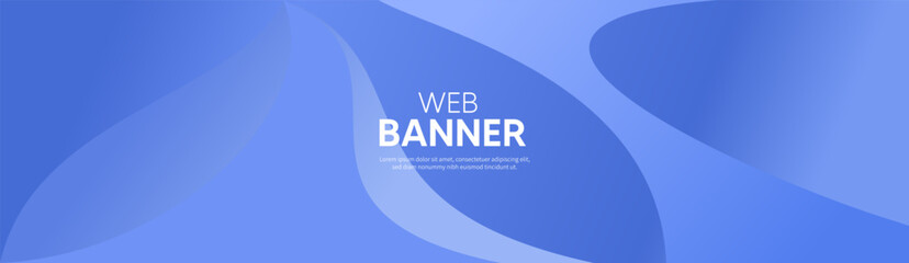 Blue Wavy Surfaces. Contemporary Abstract 3D Background. 3D Render, Blue banner