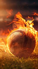 A baseball engulfed in flames, signifying passion and intensity.