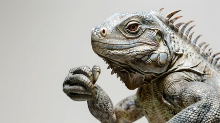 Fototapeta premium Muscle Bound Iguana Fist Pumping in Defiant Studio Pose