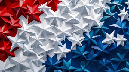 Abstract background with red, white, and blue stars.