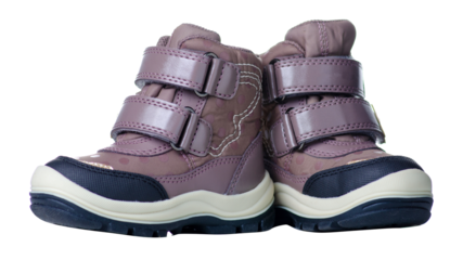 Baby girl winter boots on white background isolation