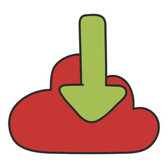 Conceptual flat design icon of cloud download
