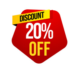 Label badge, Red Sale, label Sale 20% off, Sale Discount label