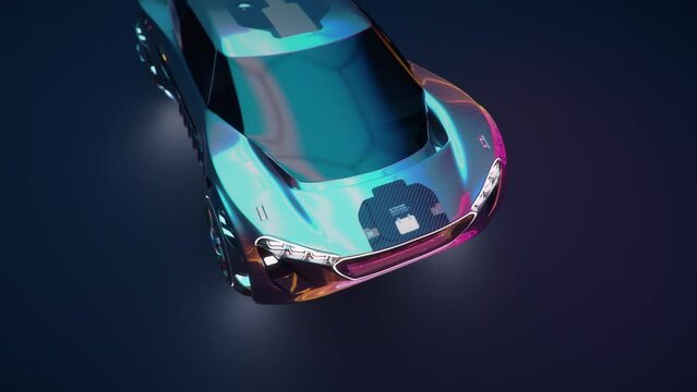 commercial studio shoot of scifi flying sports car, several different takes