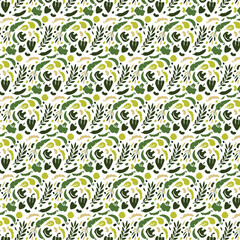 Vegetable pattern with editable green color theme with transparent background