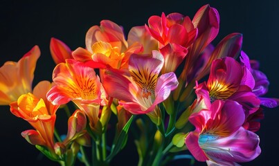 Naklejka premium Freesias on black background