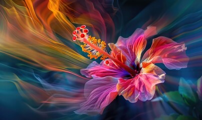 Obraz premium Hibiscus closeup view with abstract background