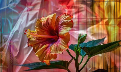 Hibiscus closeup view with abstract background
