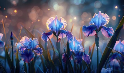 Irises in fantasy illumination