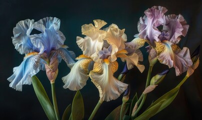 Irises on gray background