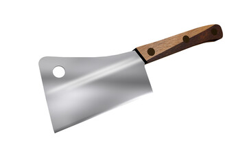 3D rendering of a kitchen knife cleaver on white
