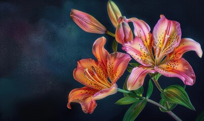 Fototapeta premium Lilies on dark background
