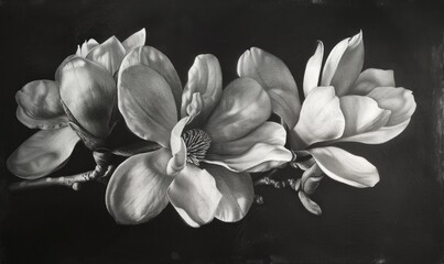 Magnolias on charcoal background