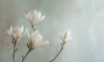 White Magnolias on light background