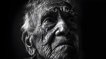 Dramatic Black and White Portrait of an Elderly Man Capturing Wisdom and Experience