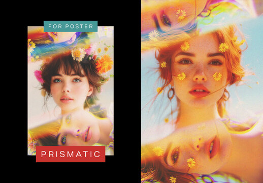 Inverted Prismatic Poster Photo Effect Mockup With Generative AI