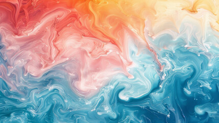 Obraz premium Serene abstract background with ethereal soft pastel colors, crafted from fluid oil ink liquid, offering a tranquil and dreamy atmosphere